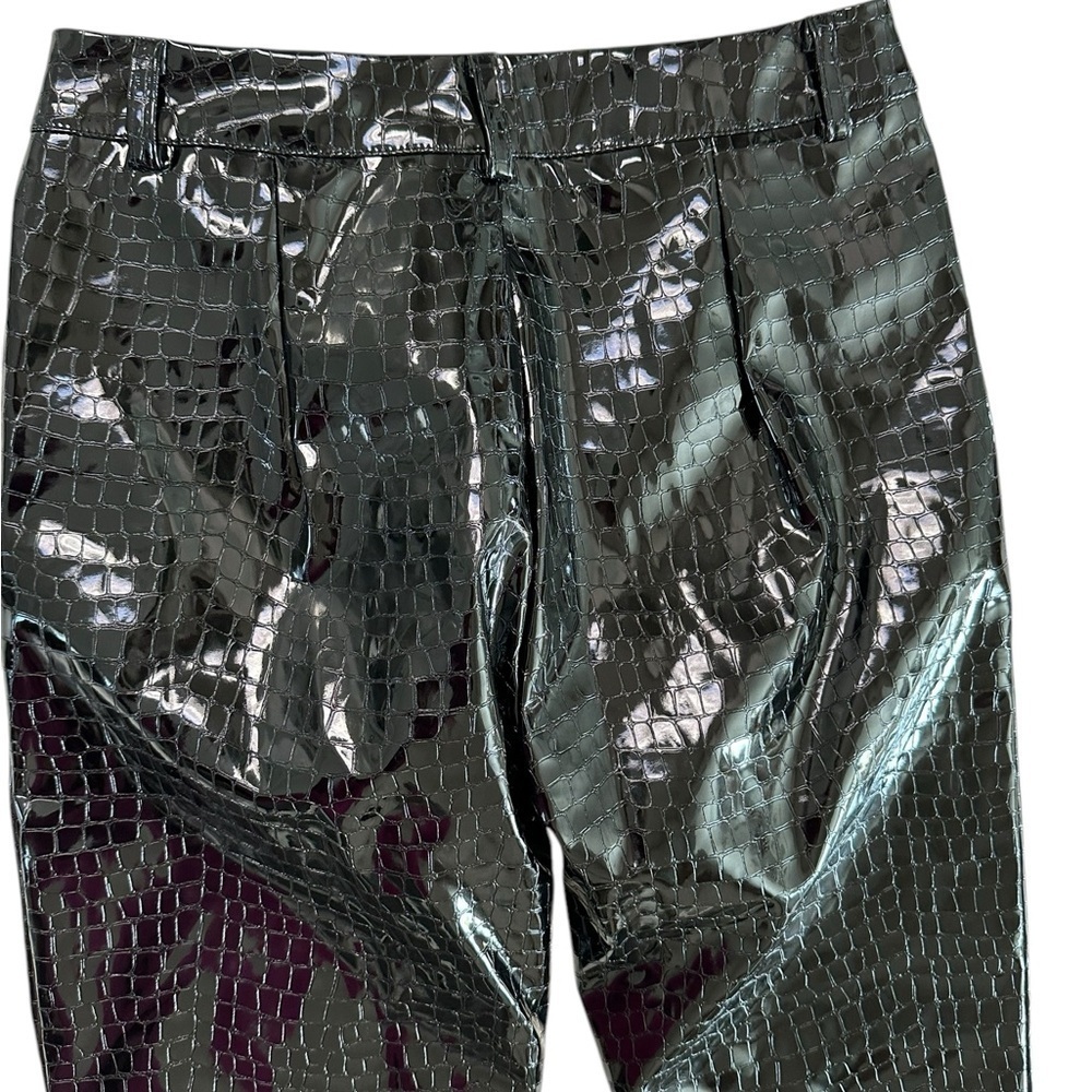 Cider black faux leather pants reptile embossed textured high waist NEW Size S - Picture 12 of 17